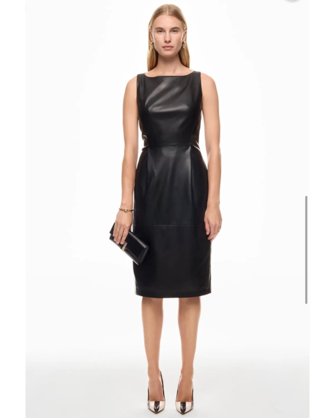 Adam Lippes x RTR Boat Neck Leather Midi Dress, Size: 8